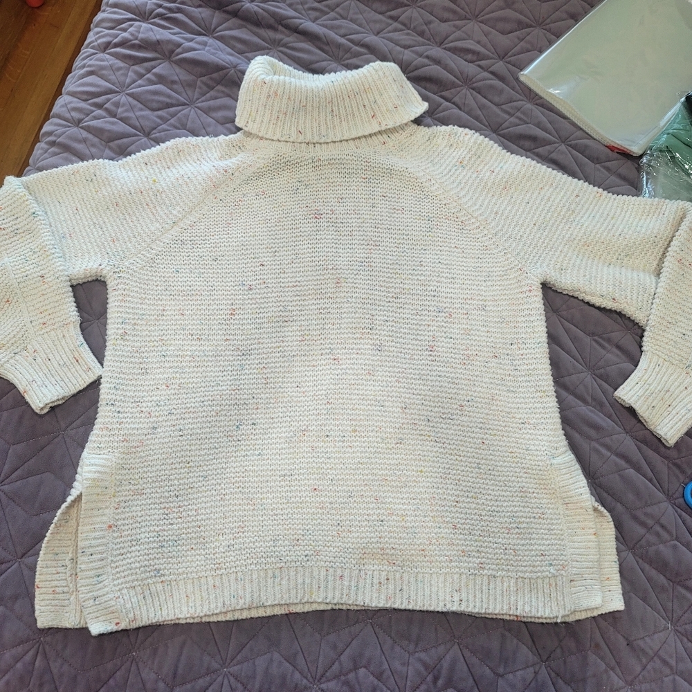 Lou & Grey Funnel Neck oversized cozy rainbow chip sweater size Small - Picture 11 of 15